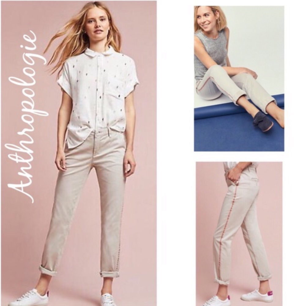 Anthropologie Relaxed Stripe Chino Pants